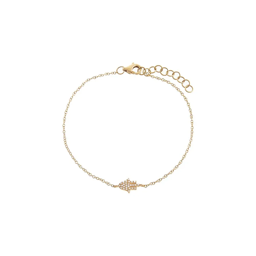Diamond Pave Hamsa Bracelet 14K