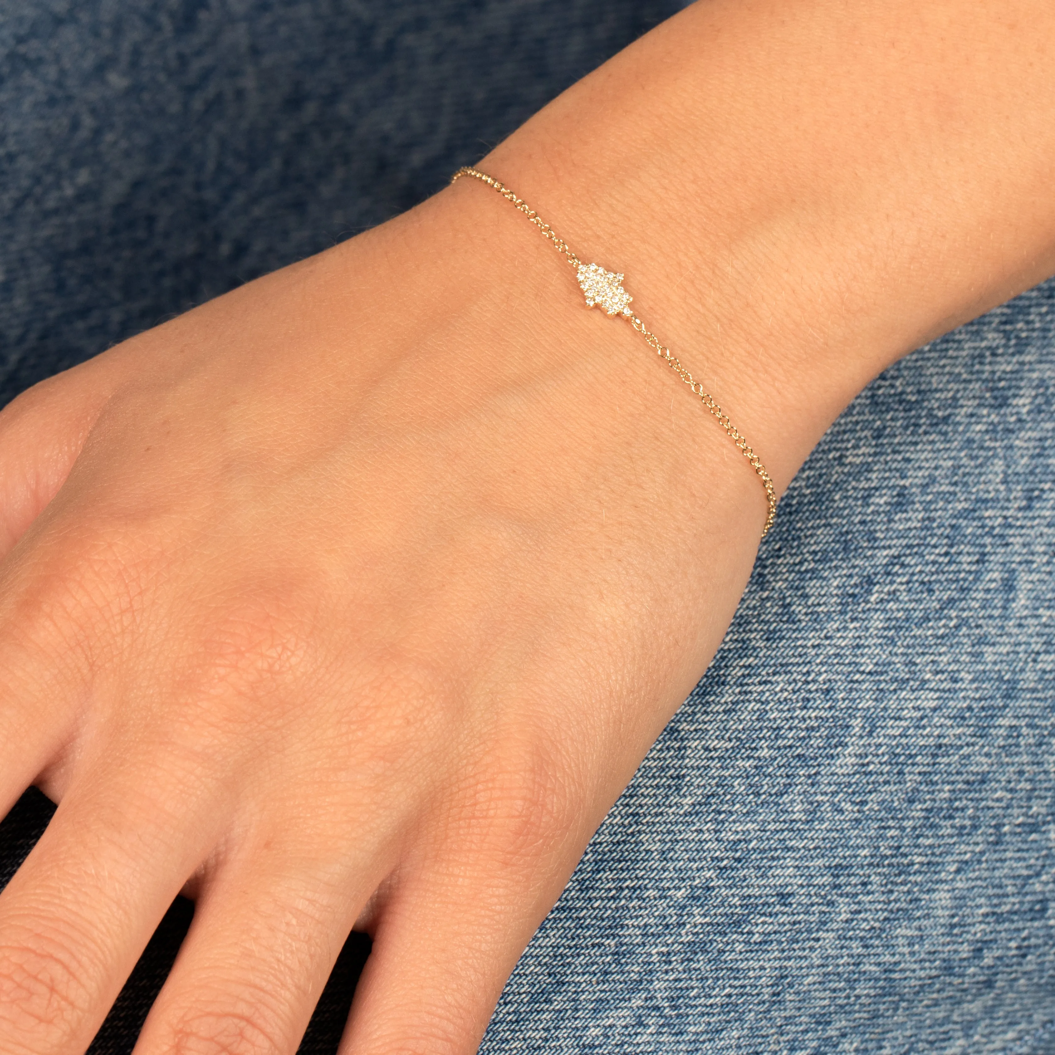 Diamond Pave Hamsa Bracelet 14K