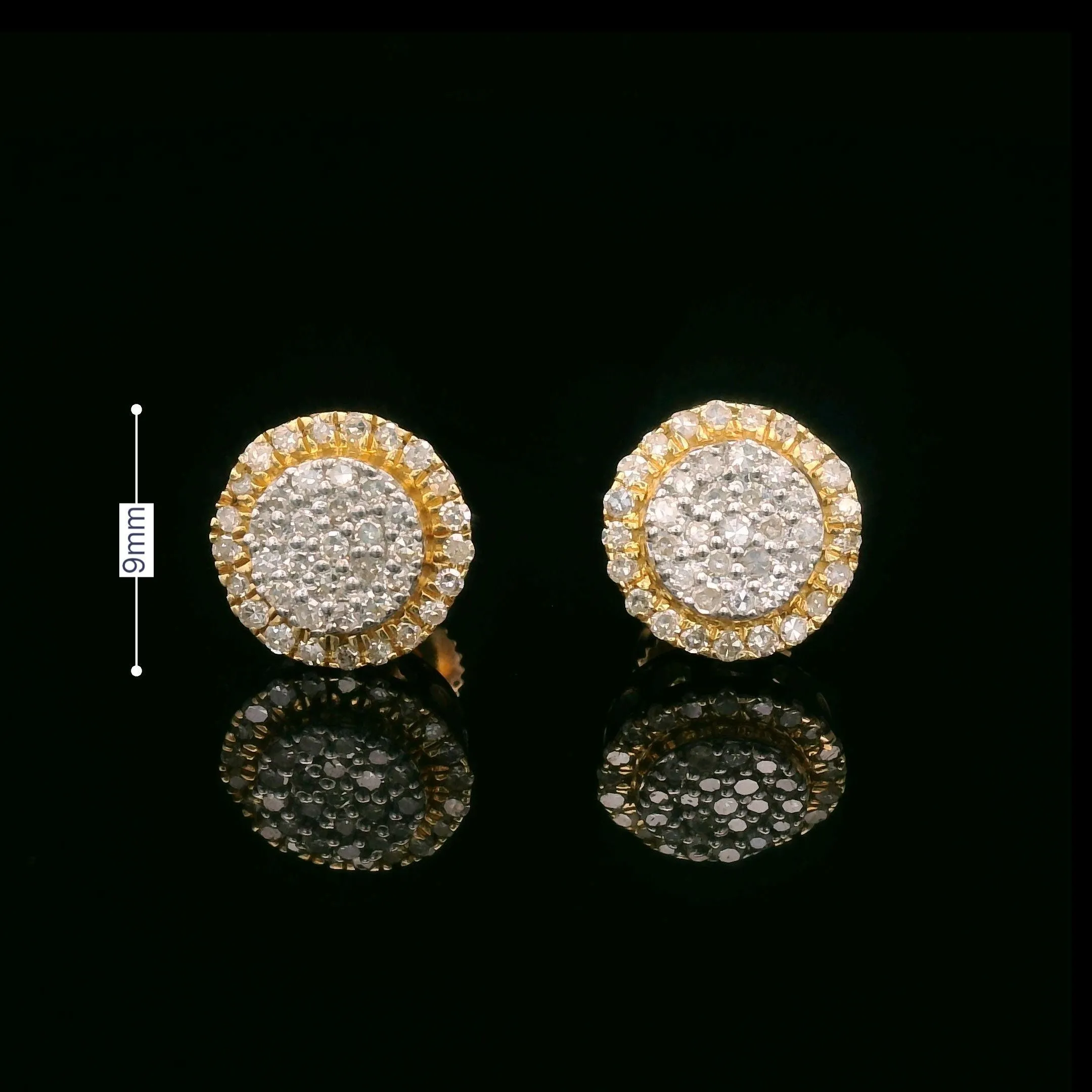 Diamond Round Halo Screw Back Earrings 14k Yellow Gold 0.50ctw