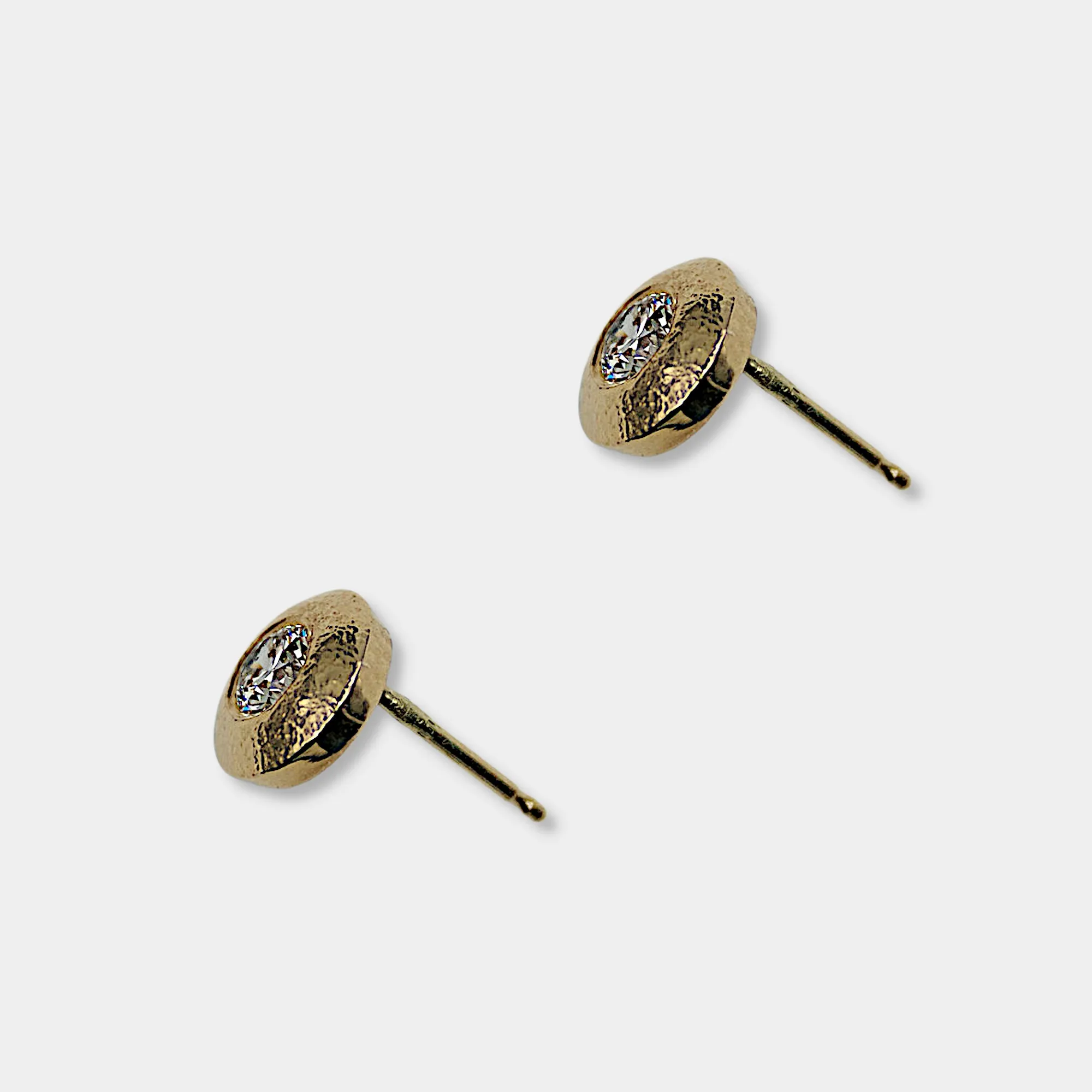 Diamond Stud Earrings ,14k Yellow Gold, Brilliant Cut, Diamond is April's Birthstone
