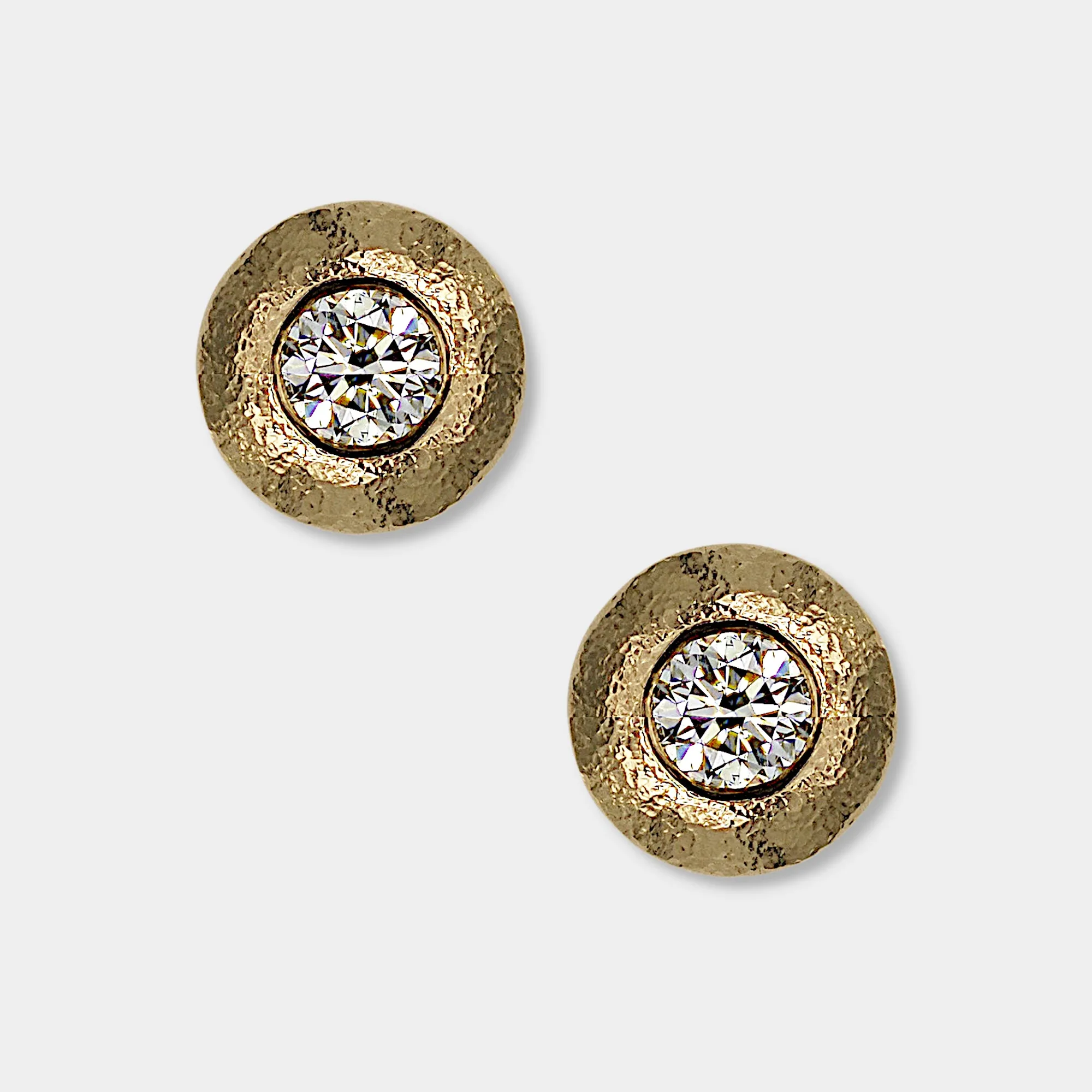 Diamond Stud Earrings ,14k Yellow Gold, Brilliant Cut, Diamond is April's Birthstone