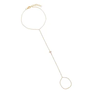 Diamond Trio Cluster Hand Chain 14K
