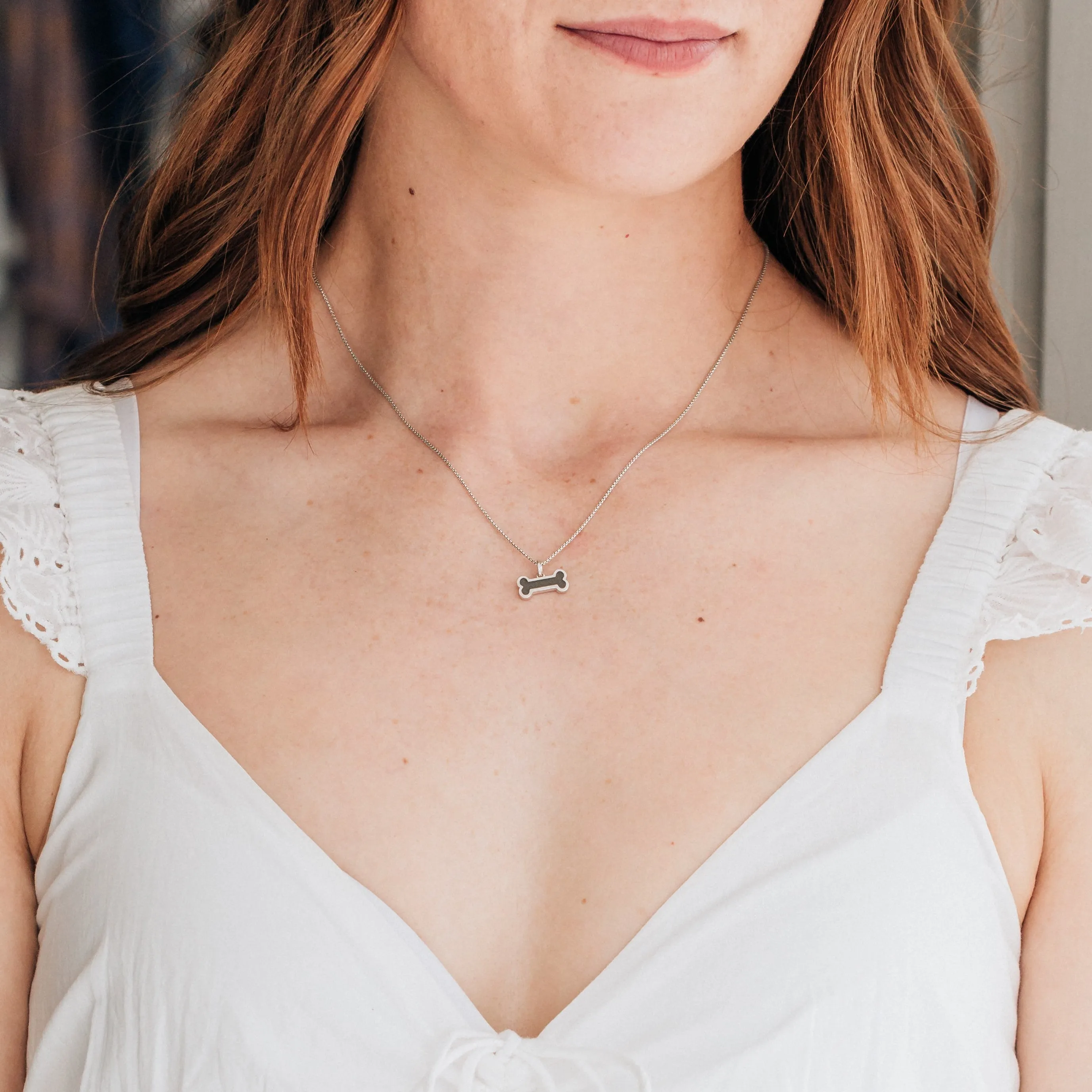 Dog Bone Cremation Necklace in Sterling Silver