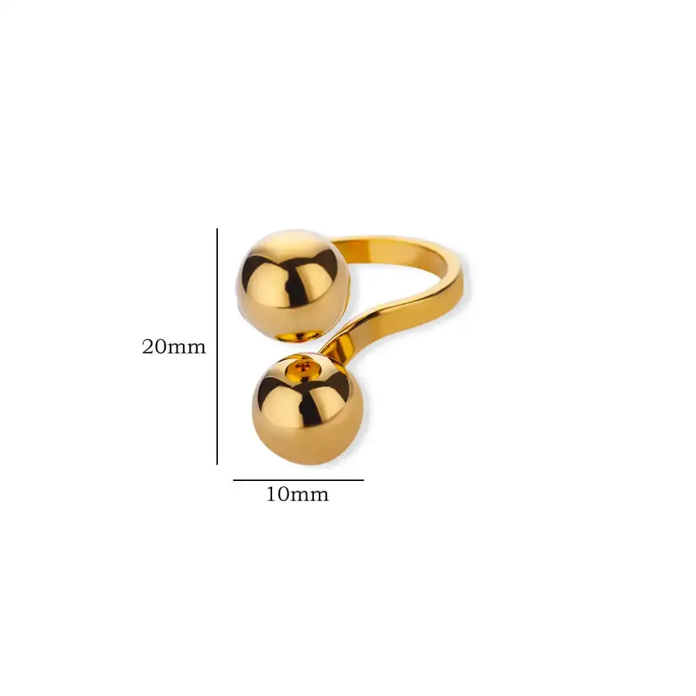 Double Ball Stainless Steel Rings for Women - Smooth Opening Band Party Jewelry
