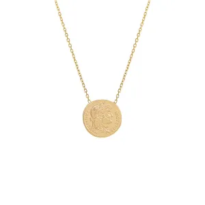 Double Sided Greek Coin Necklace 14K