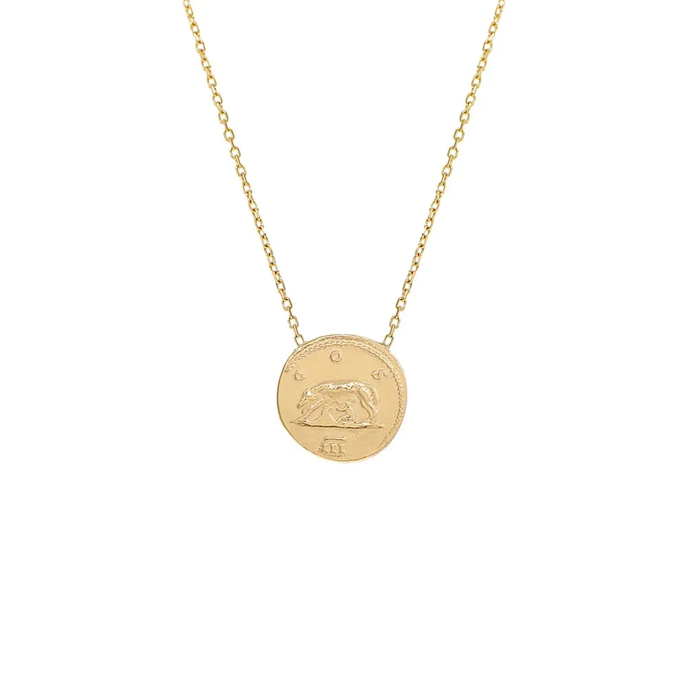 Double Sided Greek Coin Necklace 14K