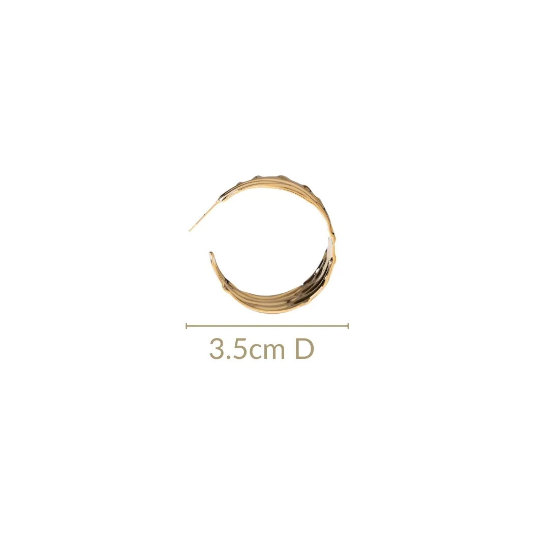 Dune Waves Chunky Gold Hoop Earrings