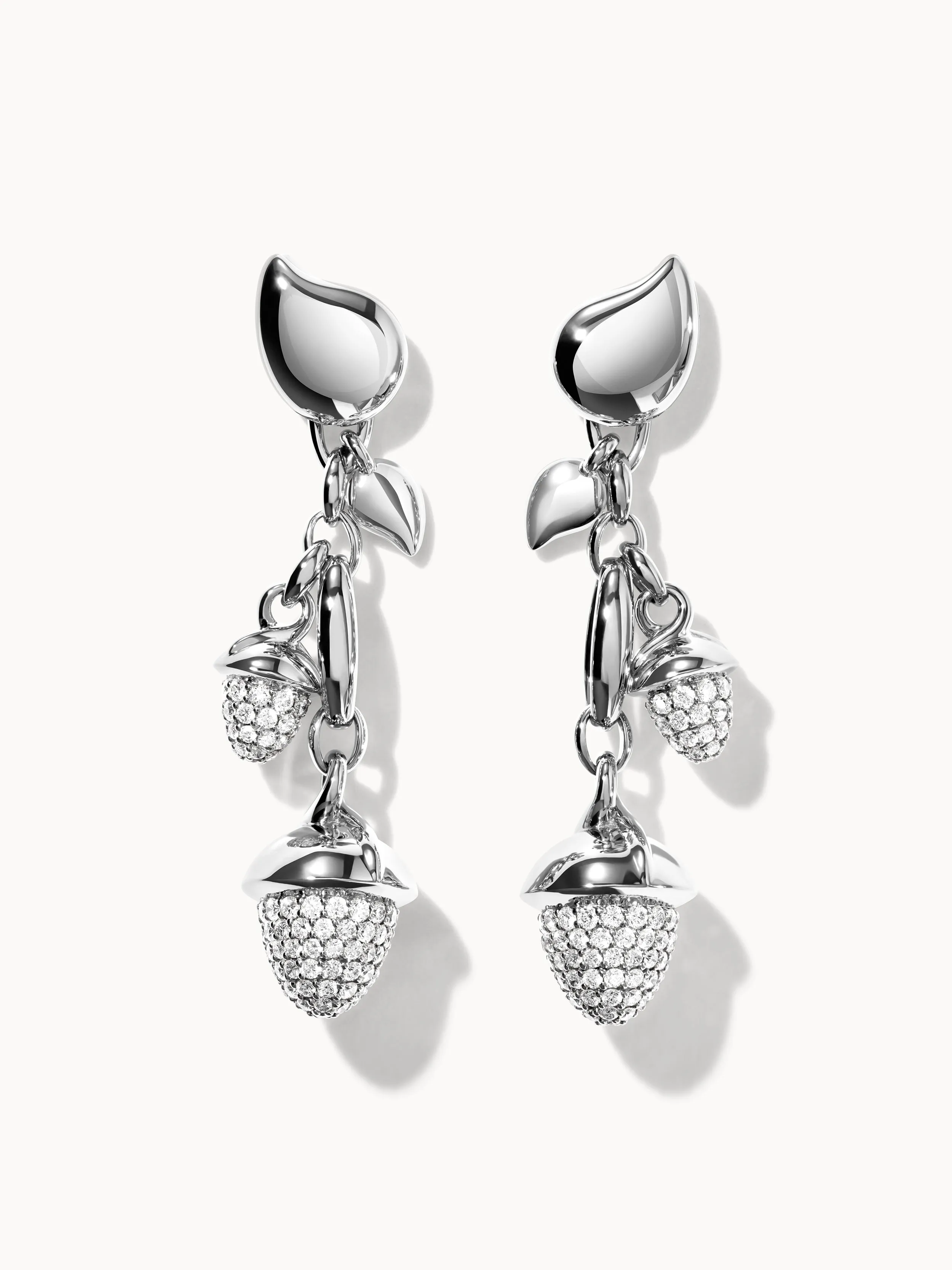Earrings MIKADO Dangling 2 Acorns - Diamond Pavé Diamond Pavé