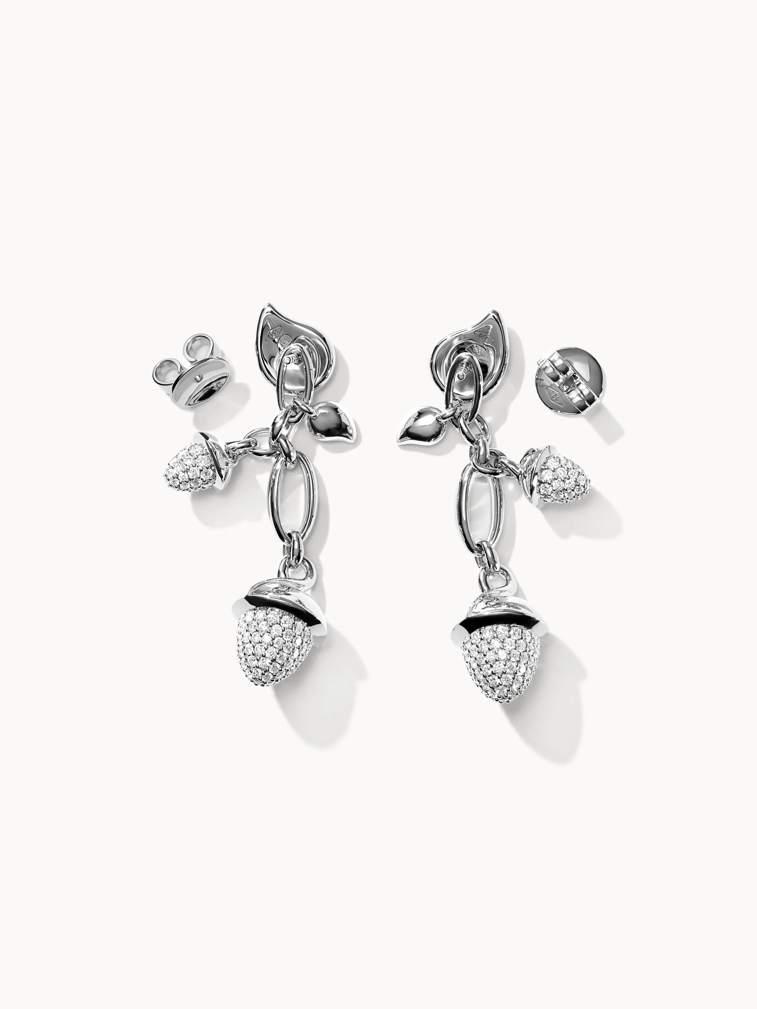 Earrings MIKADO Dangling 2 Acorns - Diamond Pavé Diamond Pavé