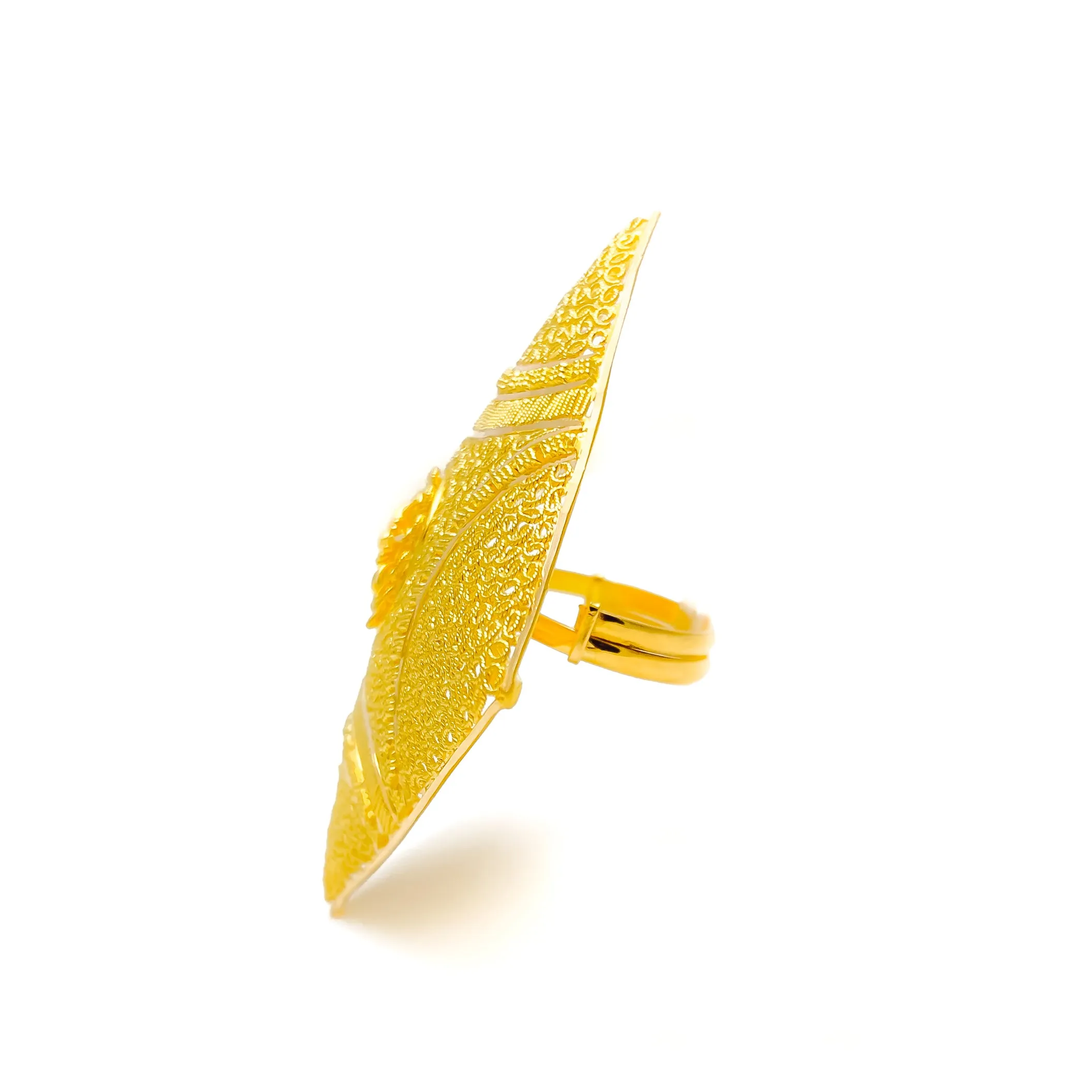 Edgy Netted Geometric 22k Gold Statement Ring