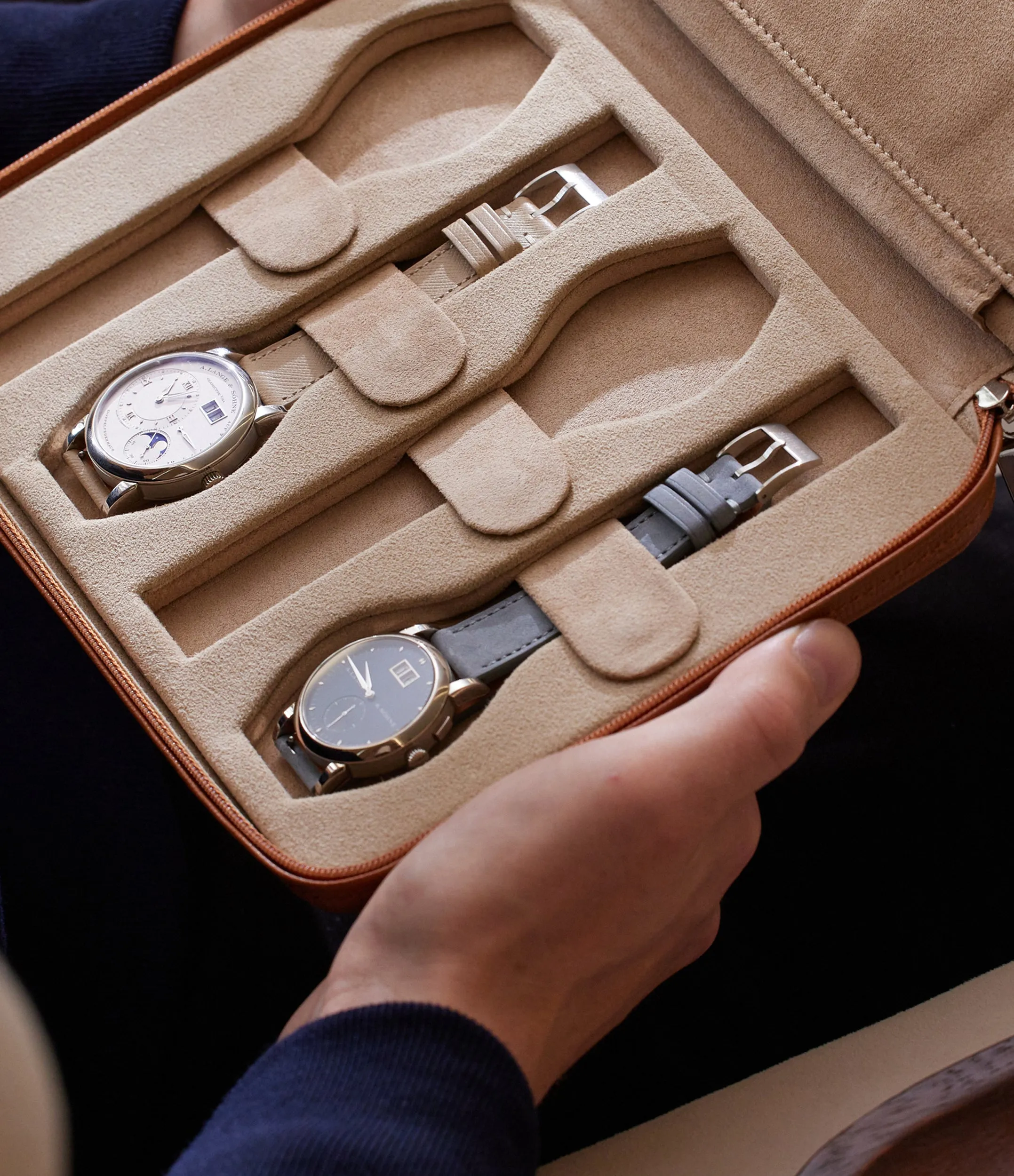 eight-watch folio, grained leather