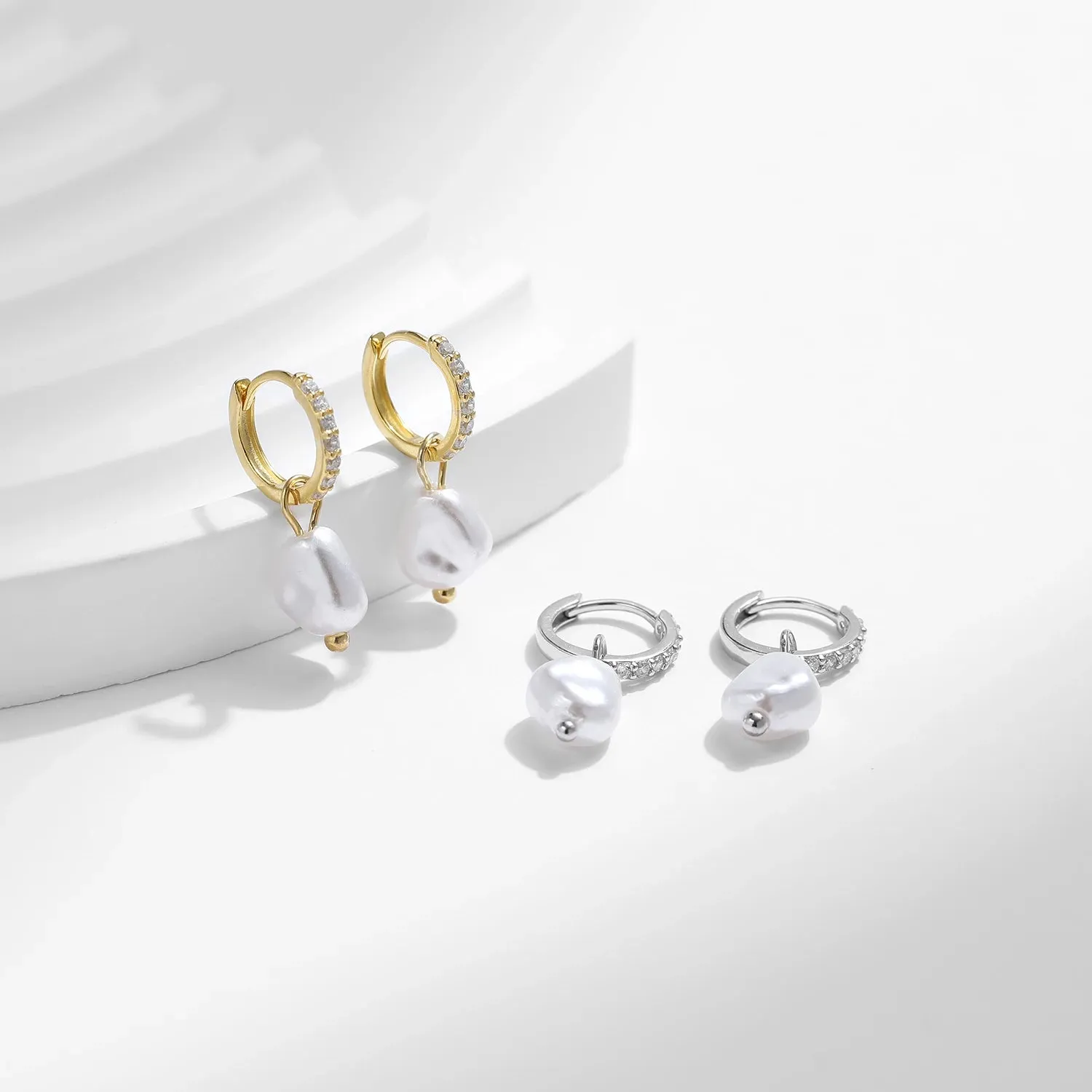 Elegant Baroque Pearl Hoop Earrings
