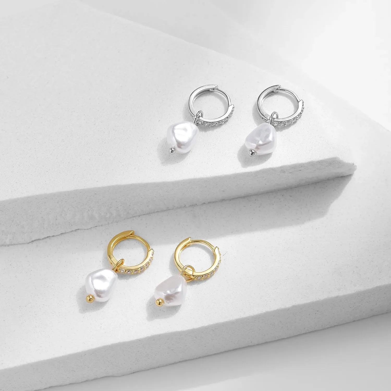 Elegant Baroque Pearl Hoop Earrings