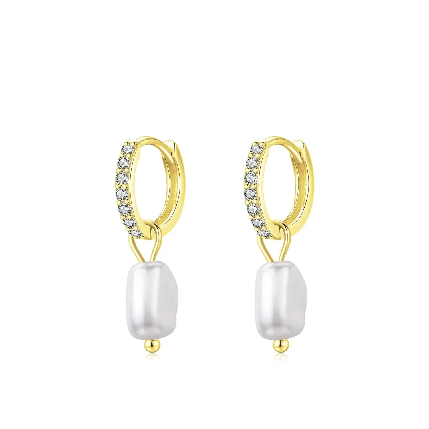 Elegant Baroque Pearl Hoop Earrings