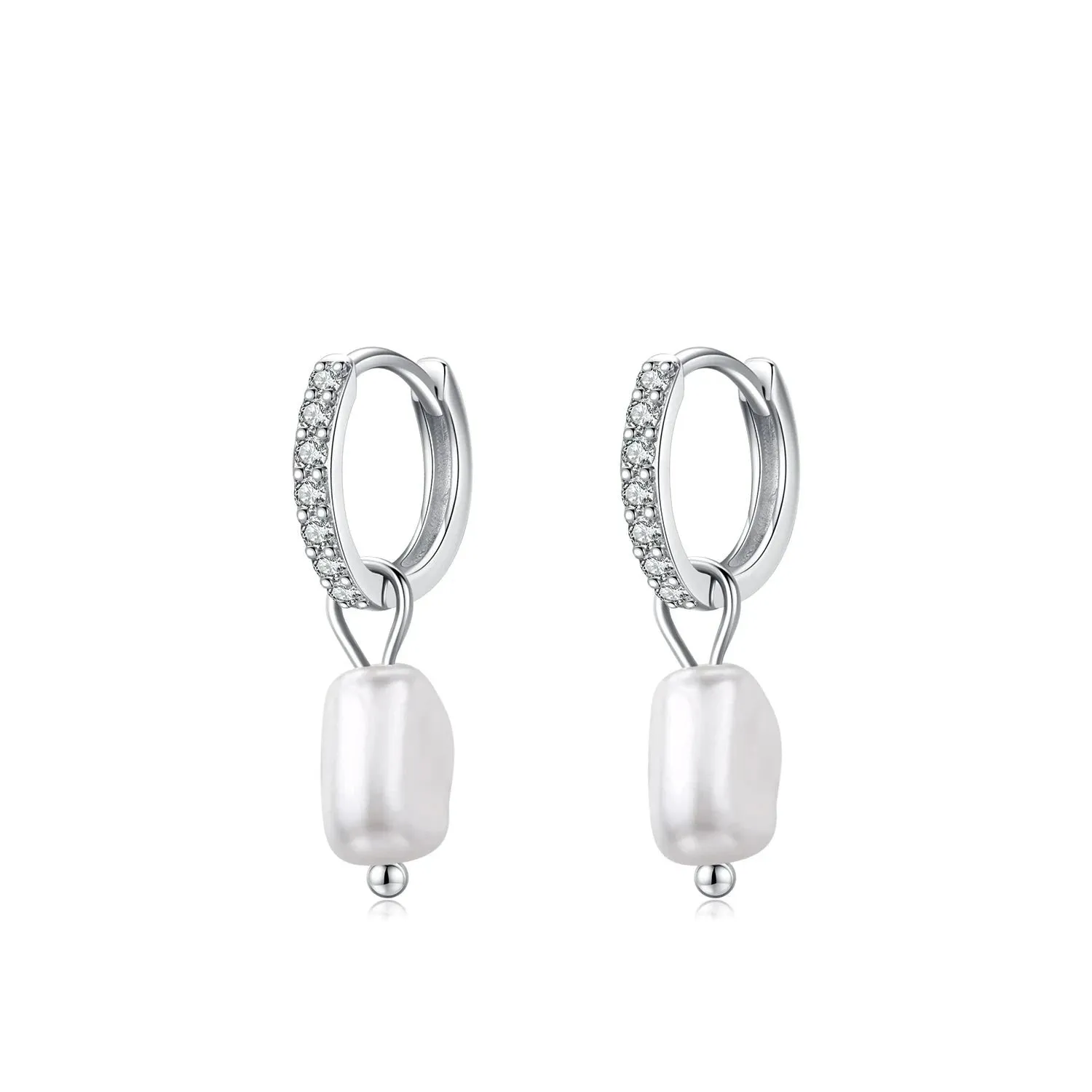 Elegant Baroque Pearl Hoop Earrings