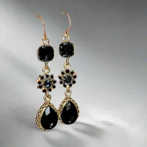 Elegant Black Glass Earrings
