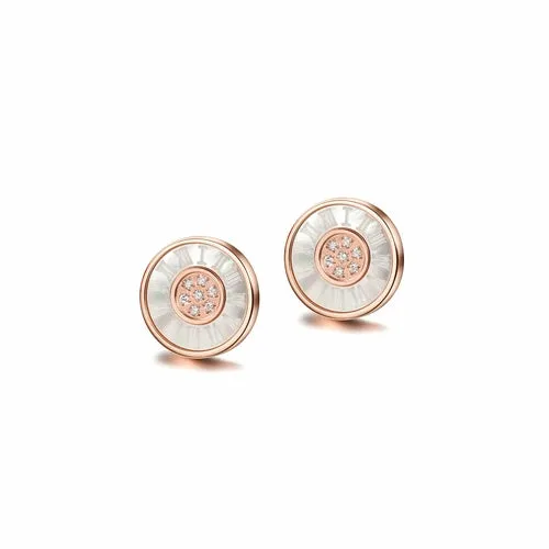 Elegant CZ Round Stud Earrings in Non-Toxic Surgical Steel