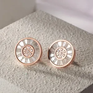 Elegant CZ Round Stud Earrings in Non-Toxic Surgical Steel