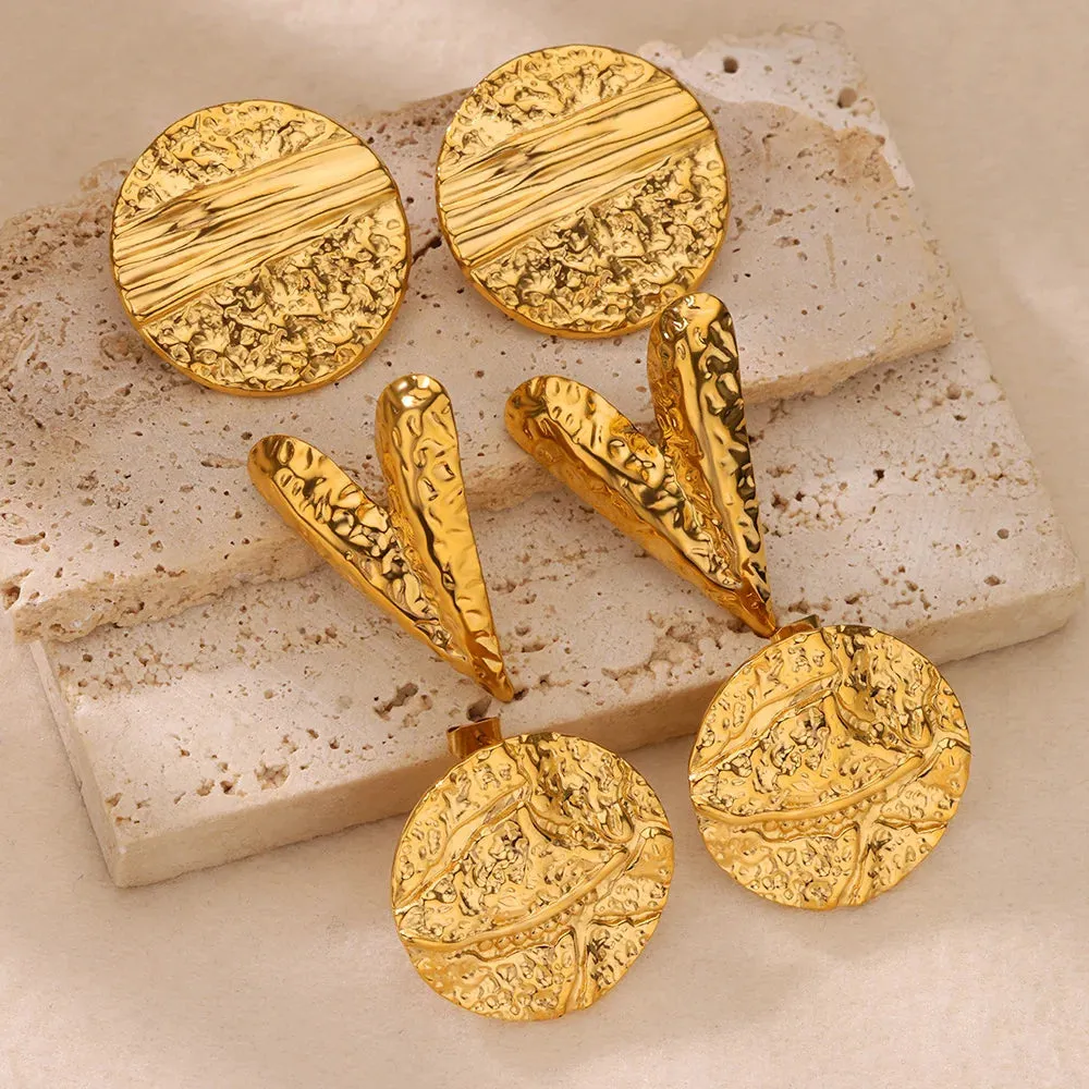 Elegant Gold Heart Stud Earrings - Stainless Steel Trendy Jewelry