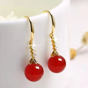 Elegant Silvering Chalcedony Earrings