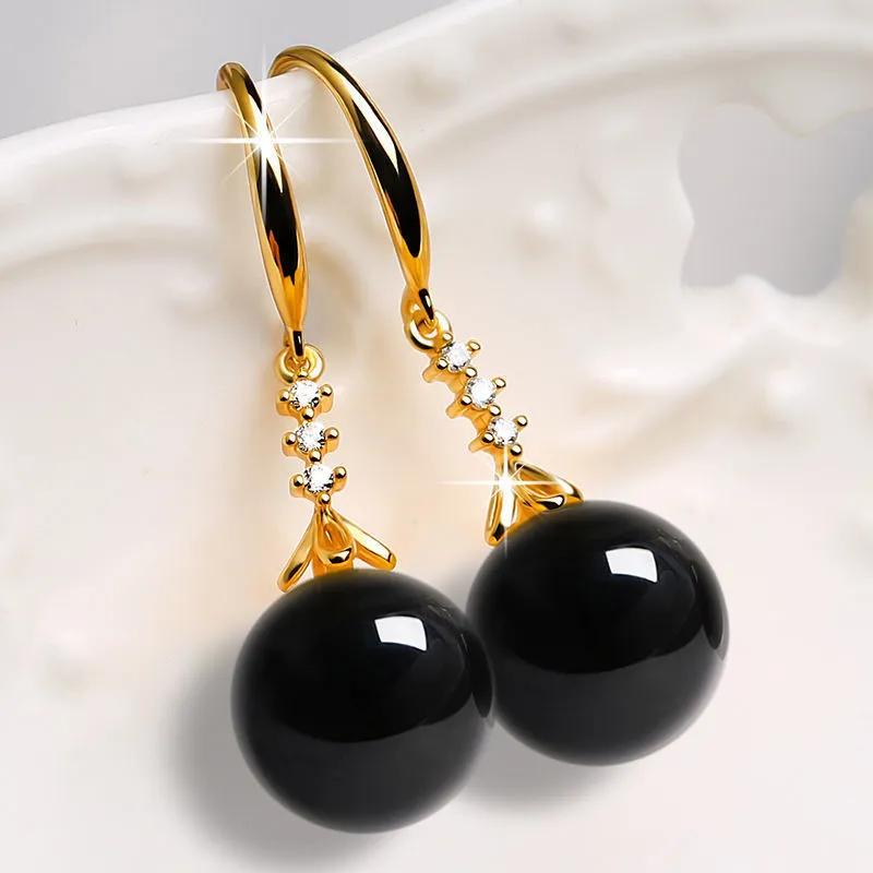 Elegant Silvering Chalcedony Earrings