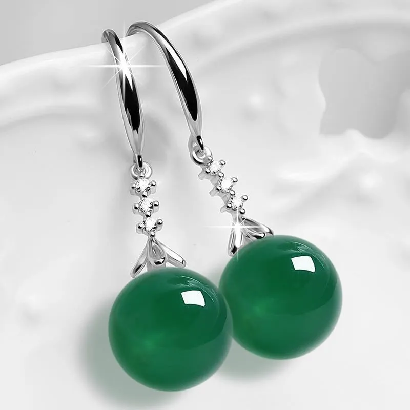 Elegant Silvering Chalcedony Earrings