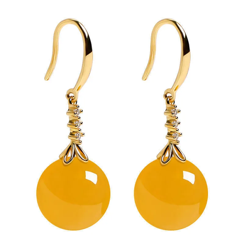 Elegant Silvering Chalcedony Earrings