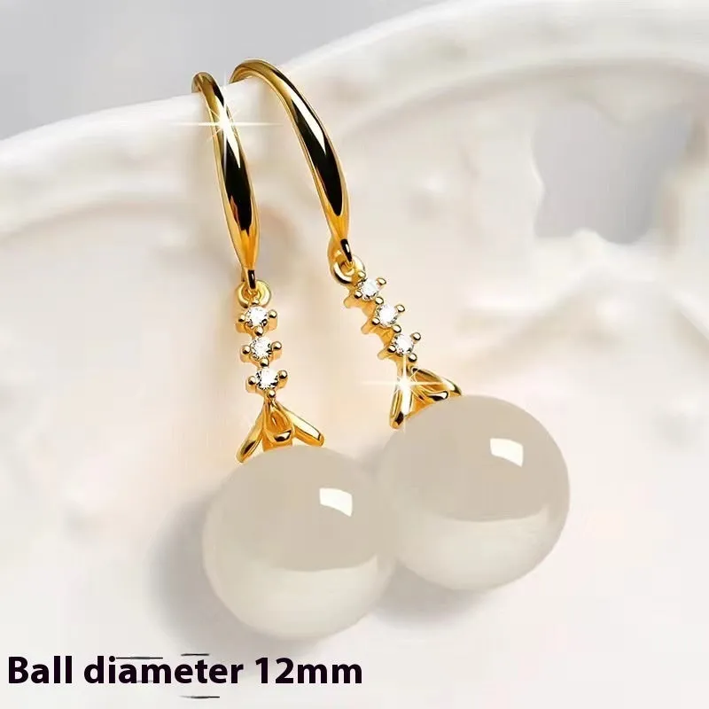 Elegant Silvering Chalcedony Earrings
