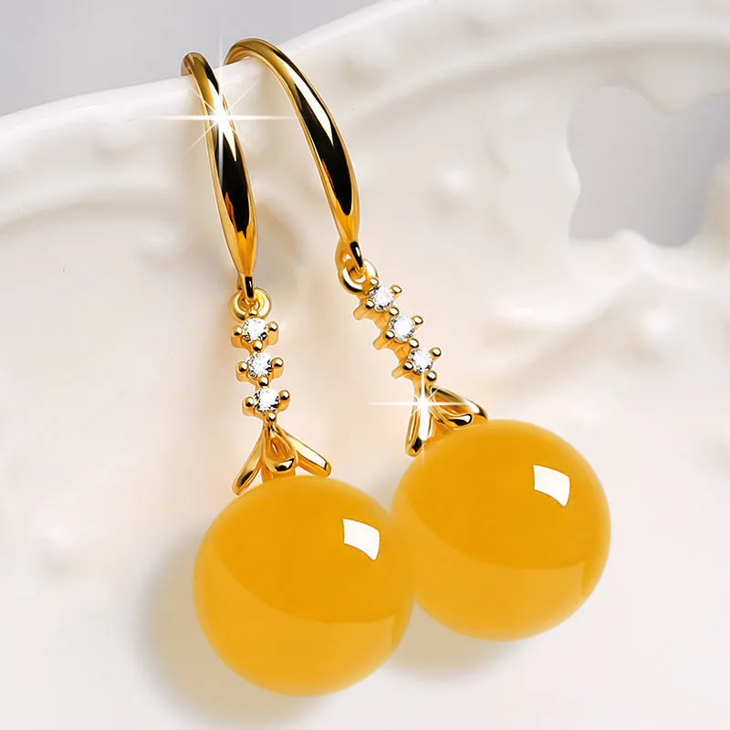 Elegant Silvering Chalcedony Earrings