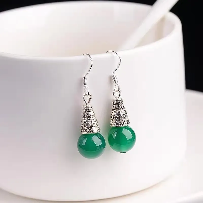 Elegant Silvering Chalcedony Earrings