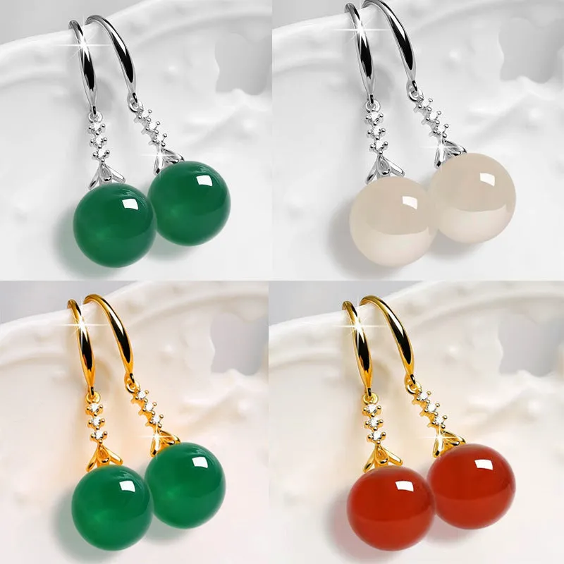Elegant Silvering Chalcedony Earrings