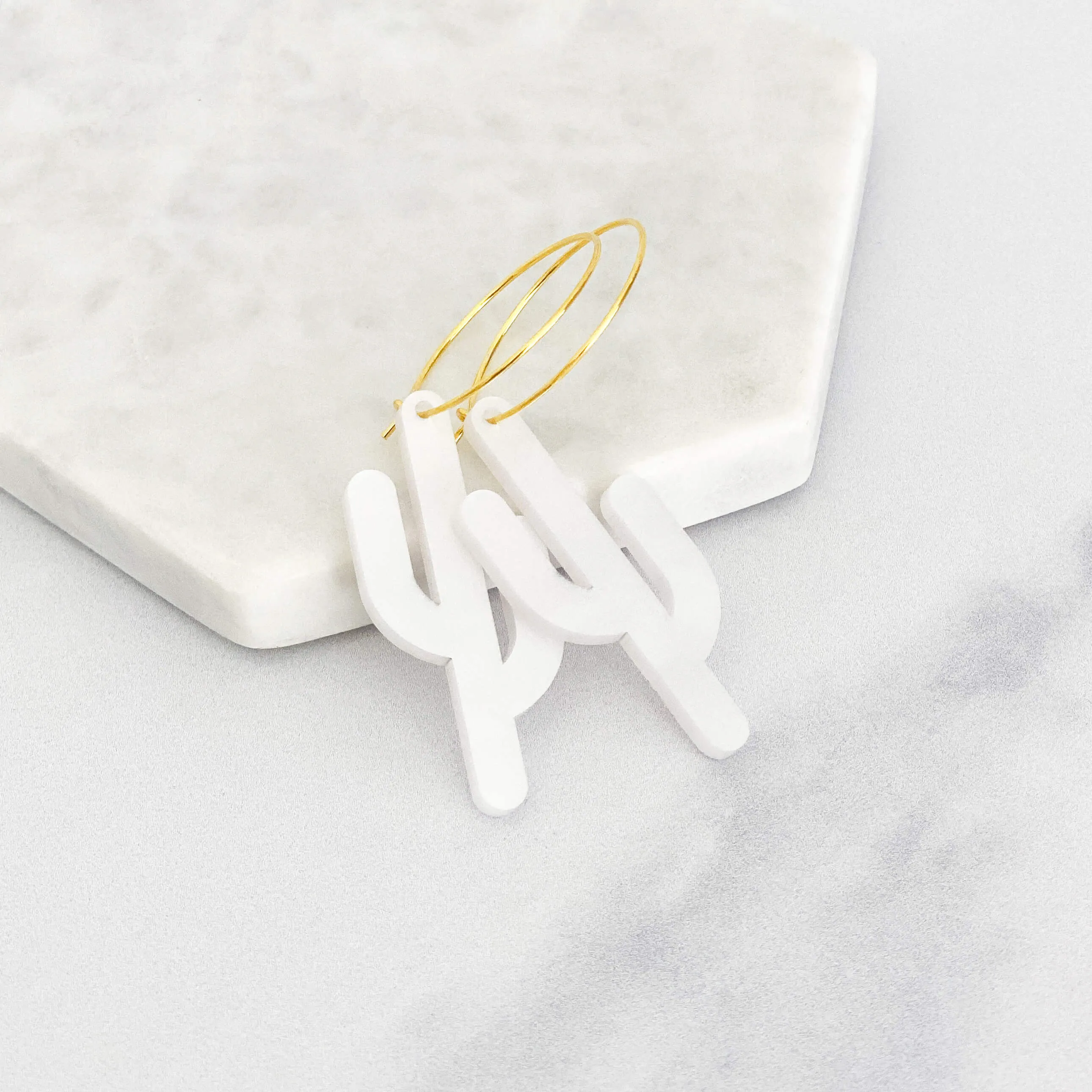 Elongated Cactus Hoop Earrings