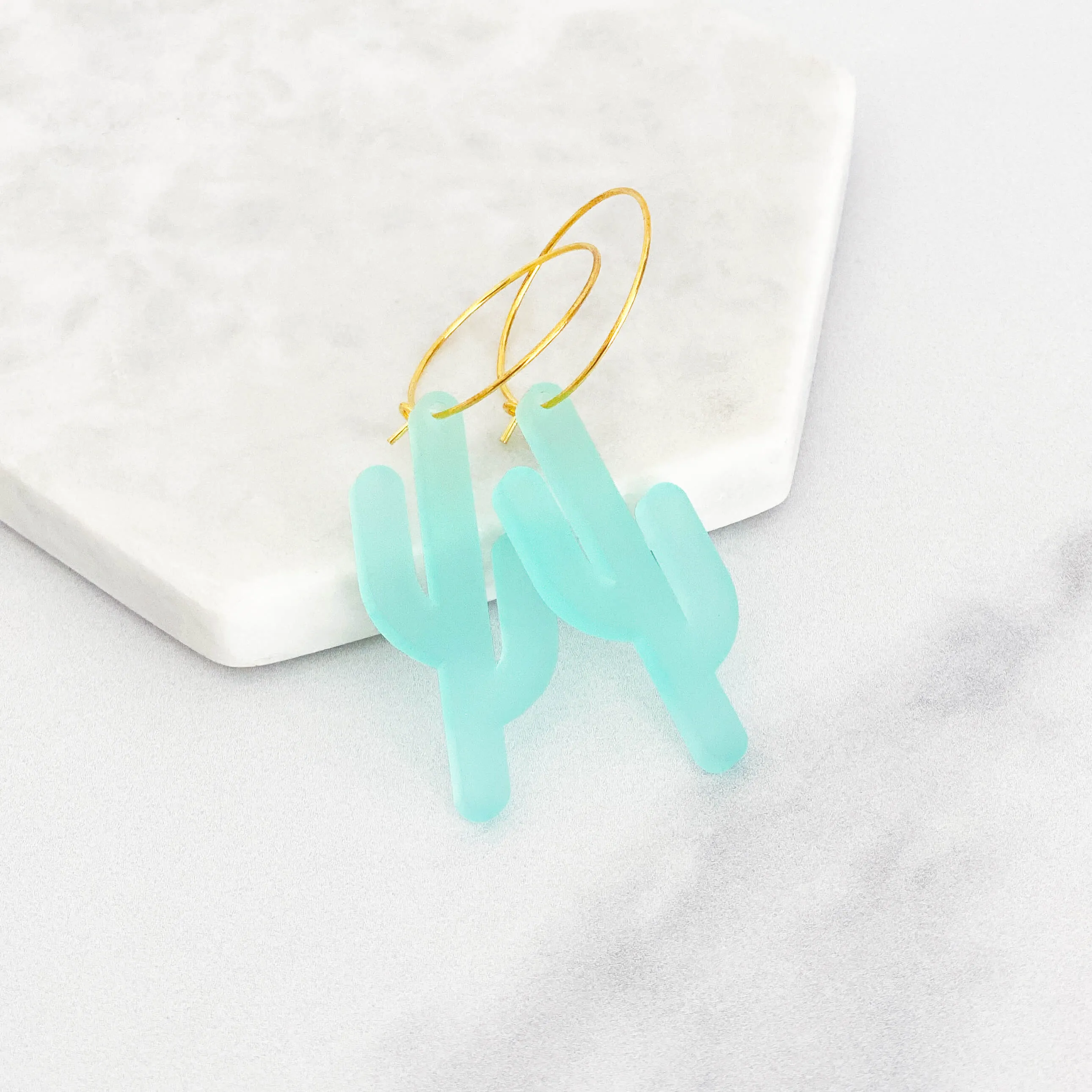 Elongated Cactus Hoop Earrings