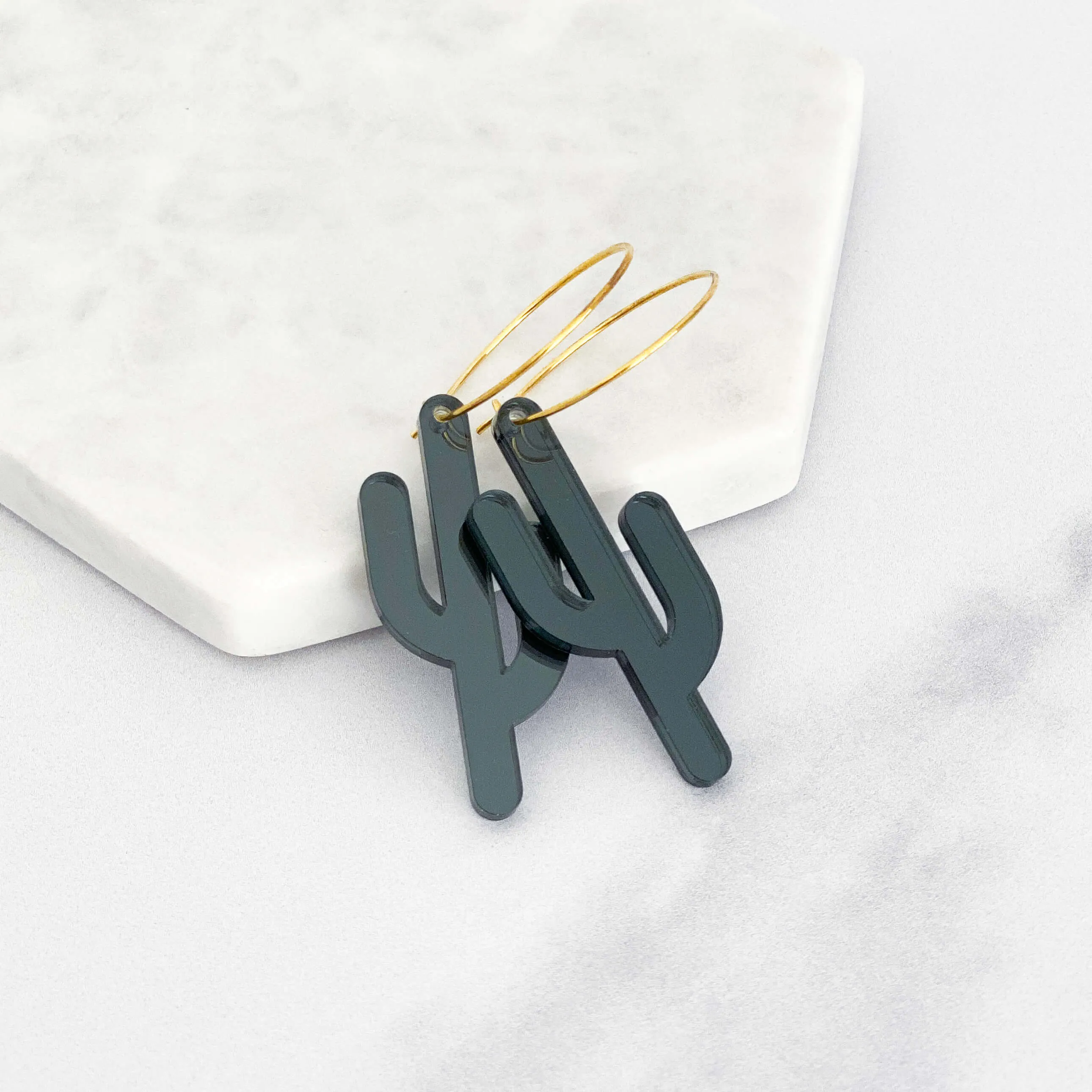 Elongated Cactus Hoop Earrings