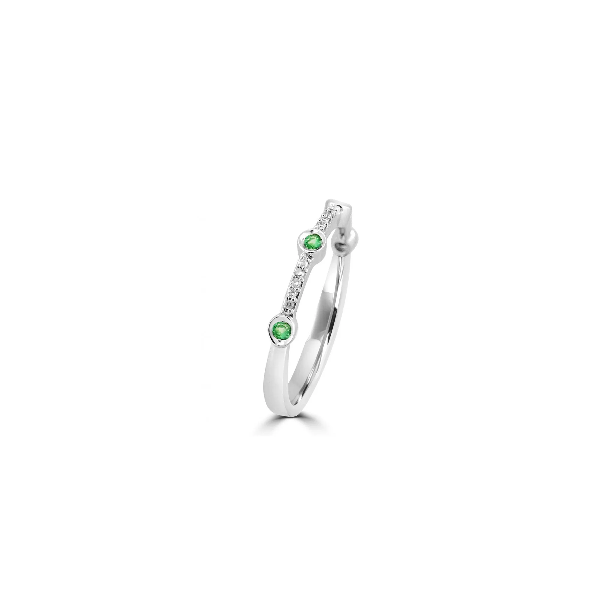 Emerald & Diamond Dot Ring