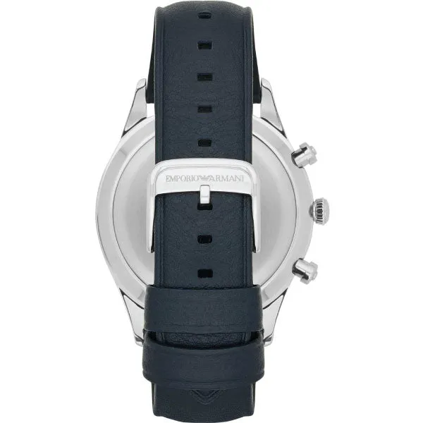 EMPORIO ARMANI Blue Dial Blue Leather Strap Chronograph Watch For Gents - AR11018