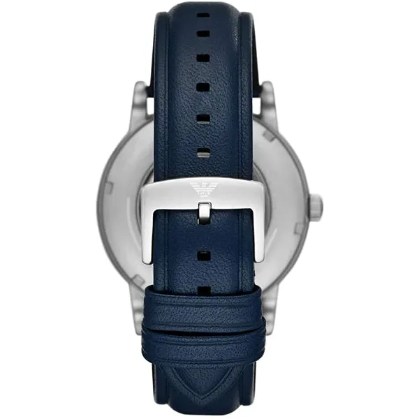 EMPORIO ARMANI Meccanico Blue Leather Strap Blue Dial Automatic Watch for Gents - AR60030