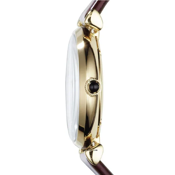 EMPORIO ARMANI Purple Dial Purple Leather Strap Watch For Ladies - AR1757