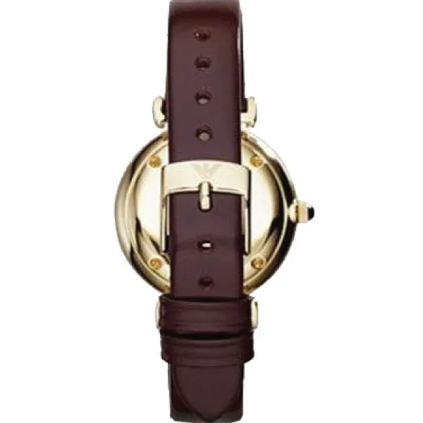 EMPORIO ARMANI Purple Dial Purple Leather Strap Watch For Ladies - AR1757