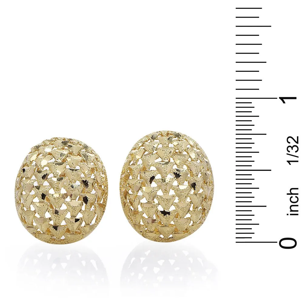 Estate 14K Yellow Gold Weaved Dome Earrings with Open Work
