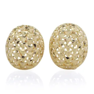 Estate 14K Yellow Gold Weaved Dome Earrings with Open Work