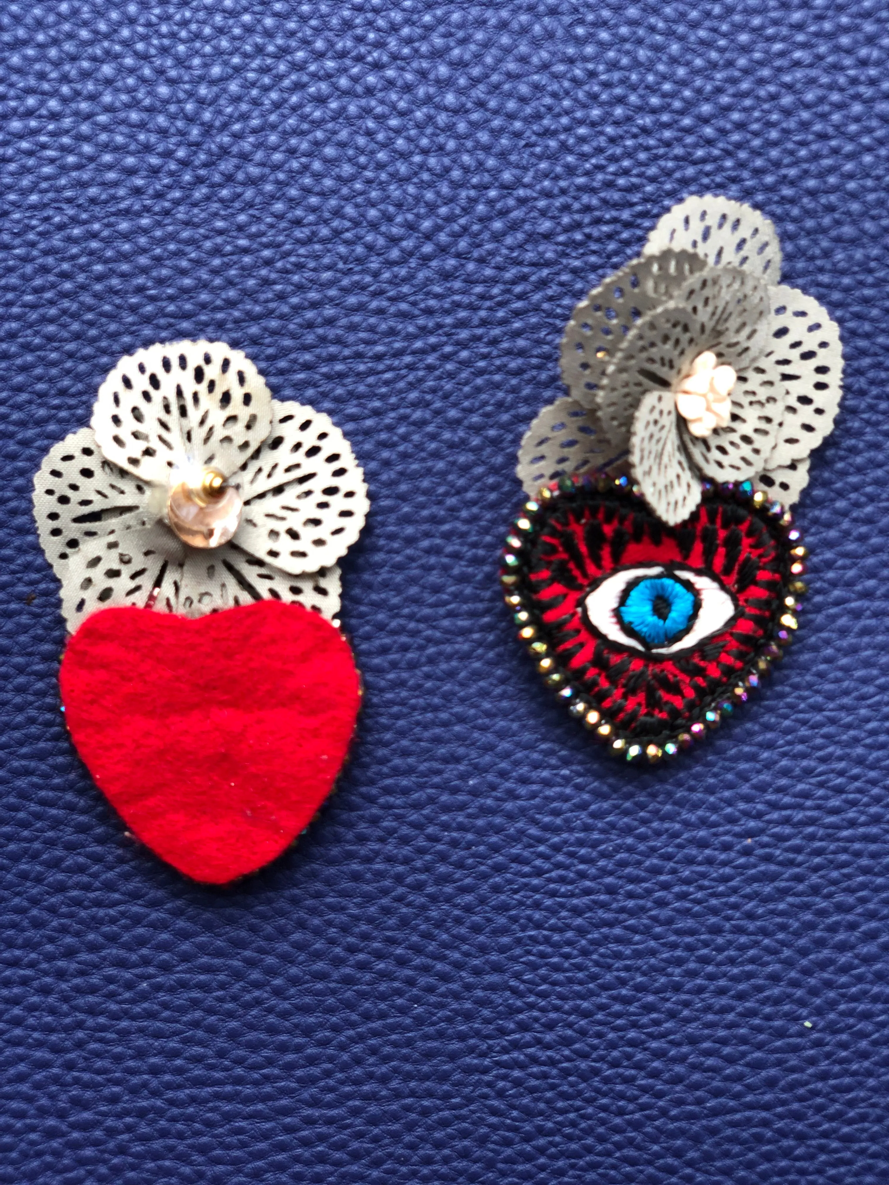 Evil Eye in Red Heart Handmade Earrings