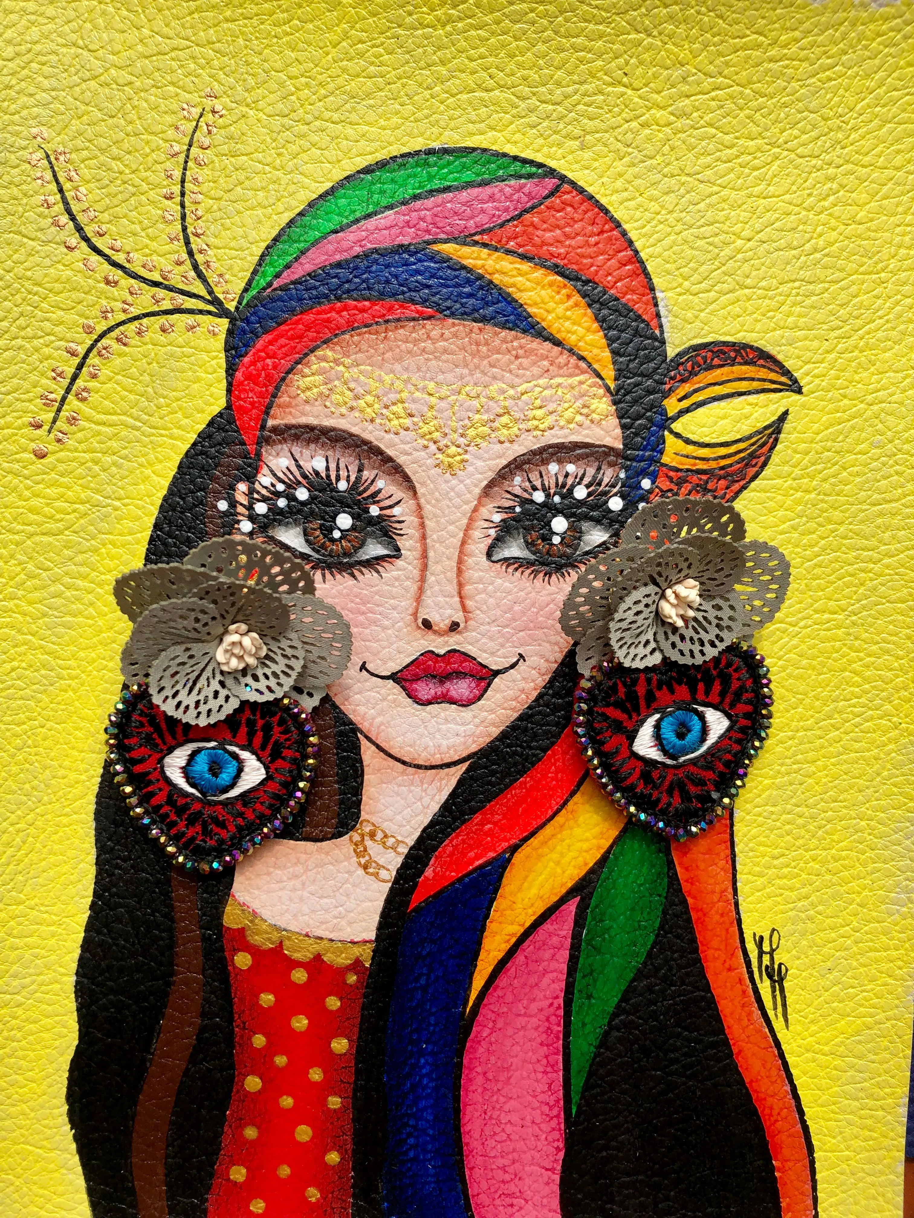 Evil Eye in Red Heart Handmade Earrings