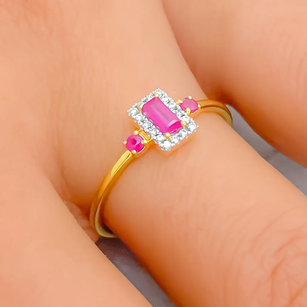 Exclusive Lush 18K Gold   Geometric Diamond Ring