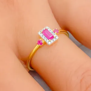 Exclusive Lush 18K Gold   Geometric Diamond Ring