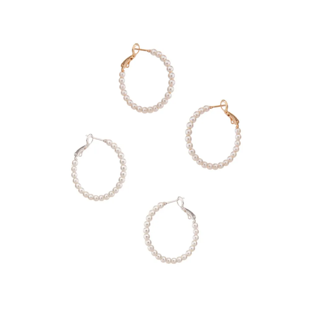 Fancy Pearl Hoop Earrings