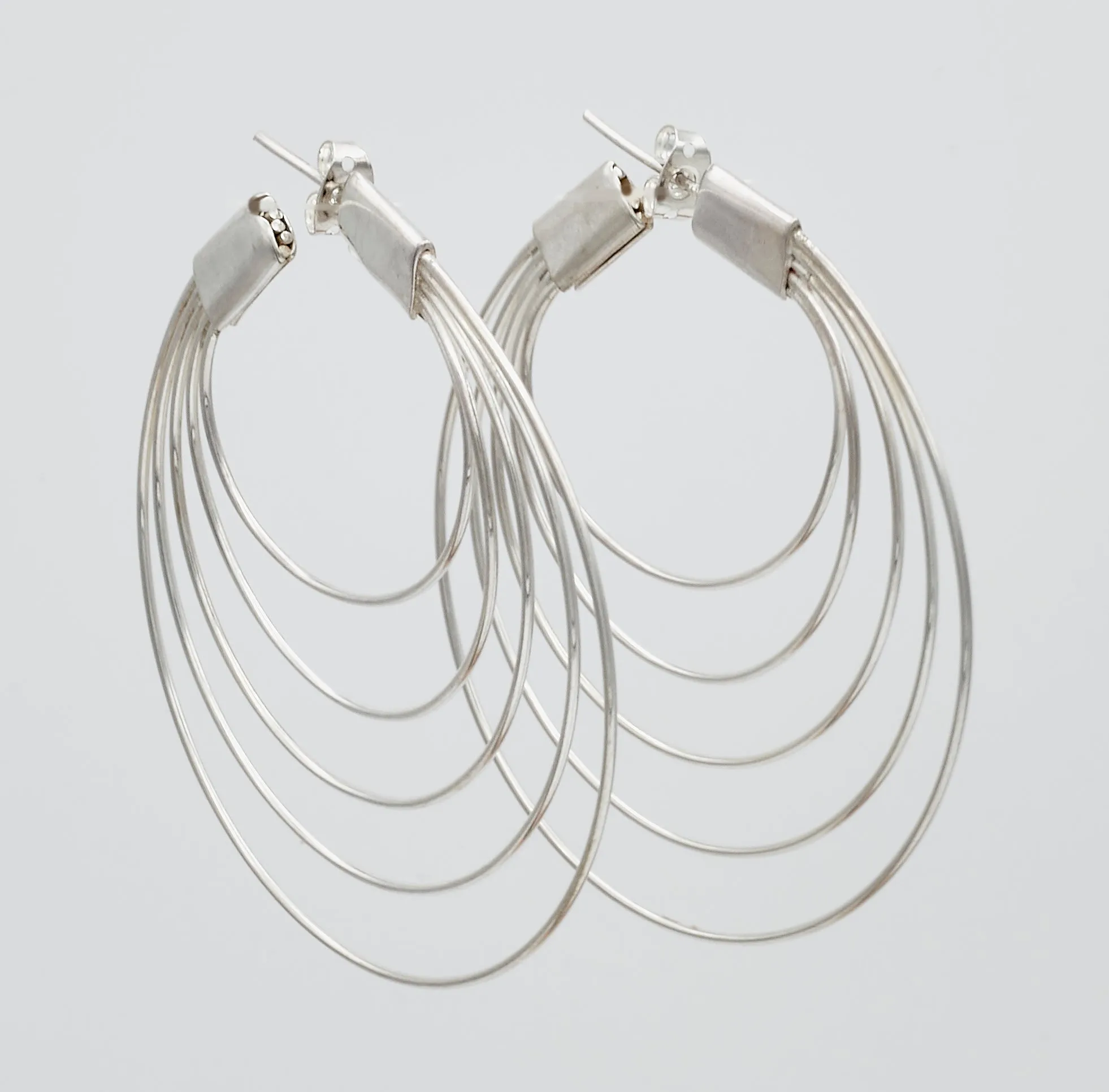 Fanned Sterling Silver Hoop Earrings