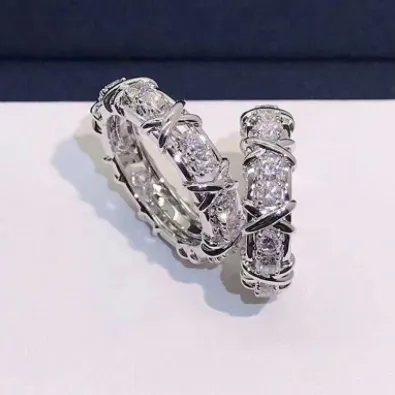 Fashion Cross Geometric Ring Round Cubic Zirconia Stones for Women