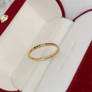 Fashion geometric titanium steel inlay zircon rings