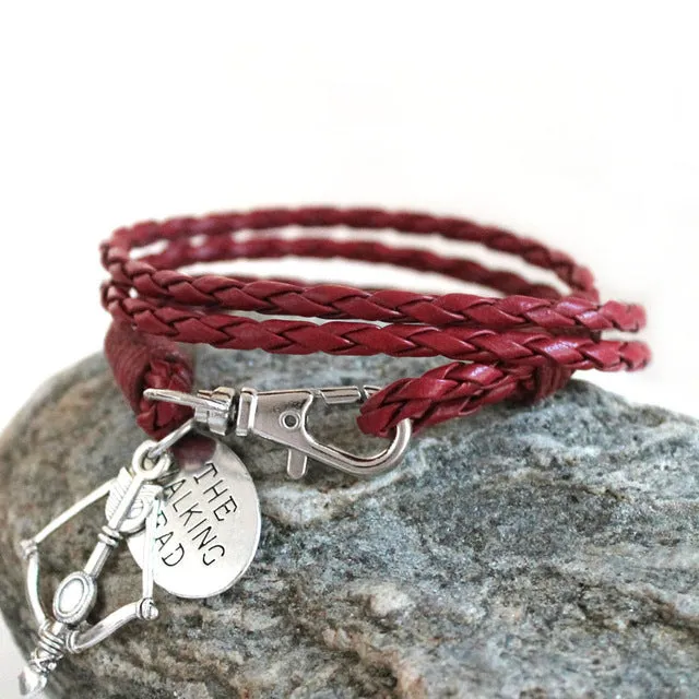 Fashion Jewelry THE WALKING DEAD PU Leather Charm Friendship Bracelets & Bangles DARYL DIXON Crossbow cowboys Men Jewelry gifts